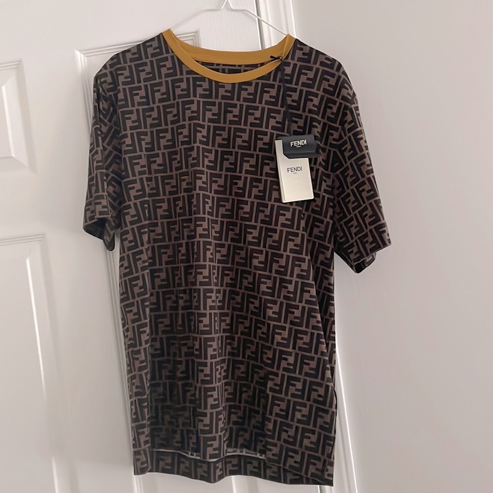 Brand new brown mens fendi print t shirts